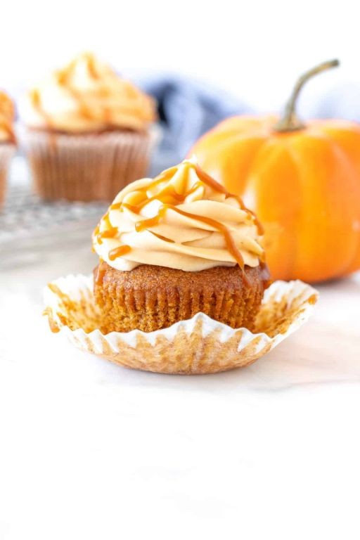 Caramel Drizzled Pumpkin Cupcakes