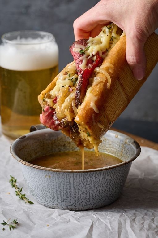 Caramelized Onion French Dip Sandwiches