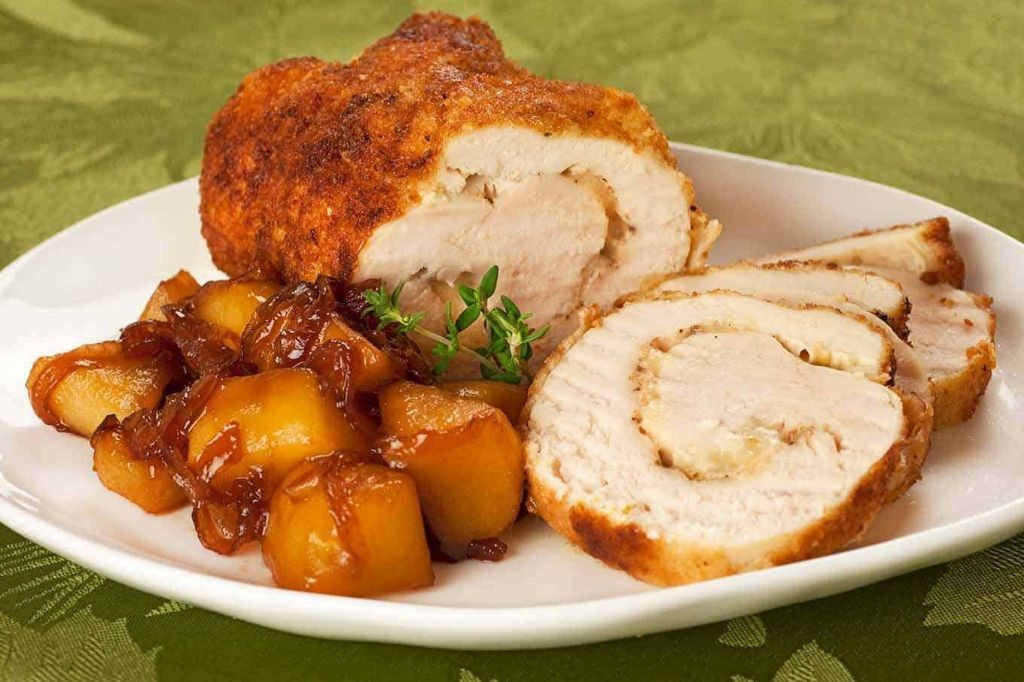 Caramelized Onion and Apple Stuffed Chicken Breasts
