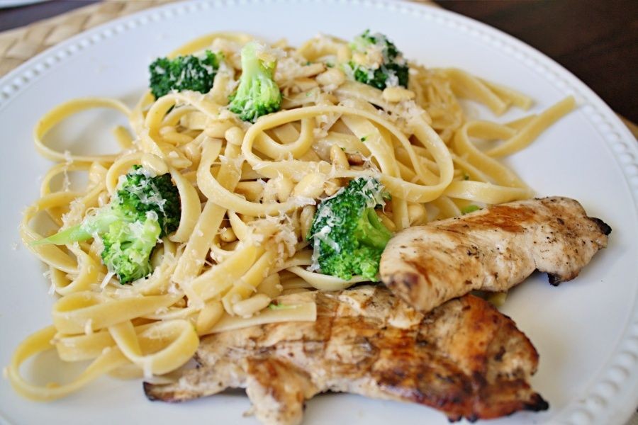 Carbonara with Broccoli and Toasted Pine Nuts