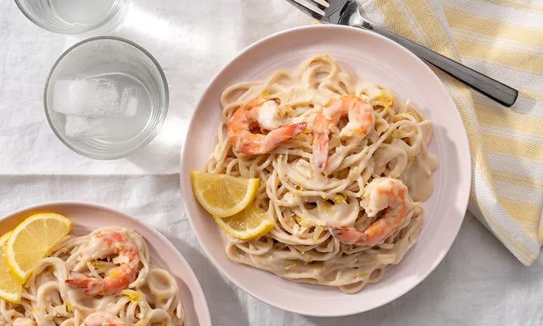Carbonara with Shrimp and Lemon Zest