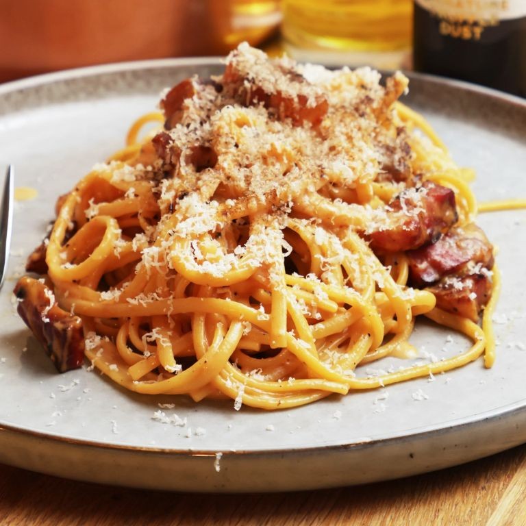 Carbonara with Truffle Oil and Parmesan