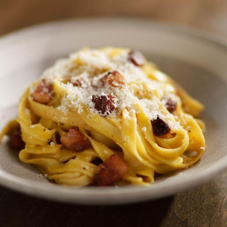 Carbonara-Style Egg Noodle Pasta