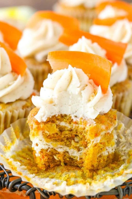 Carrot Cake Box Cupcakes with Cream Cheese Swirl