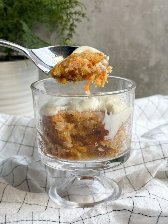 Carrot Cake Mug Muffin with Cream Cheese Topping