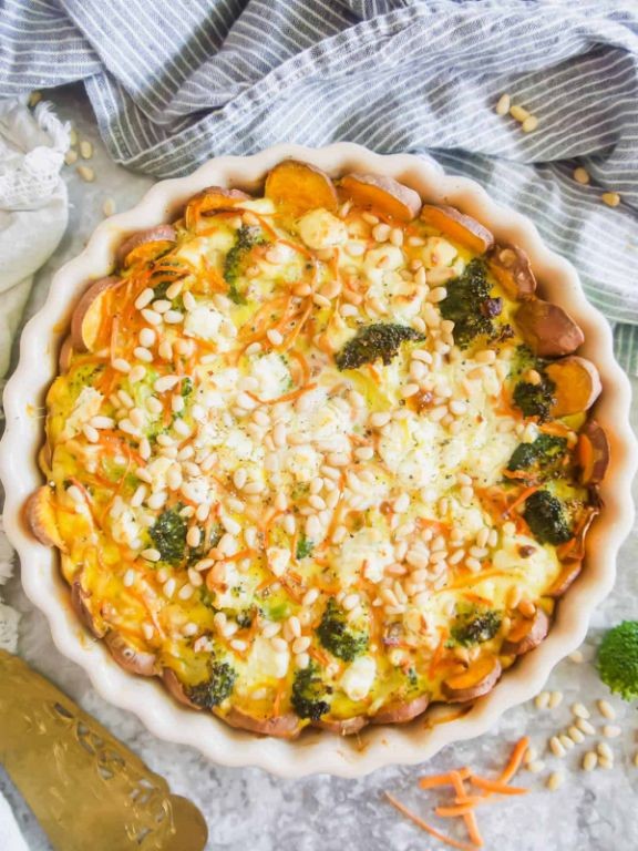 Carrot and Celery Quiche with Goat Cheese