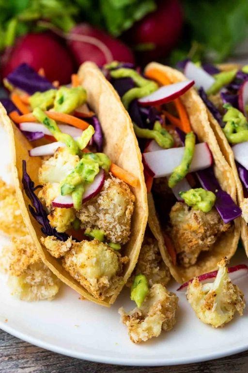 Cauliflower Tacos with Avocado Lime Sauce