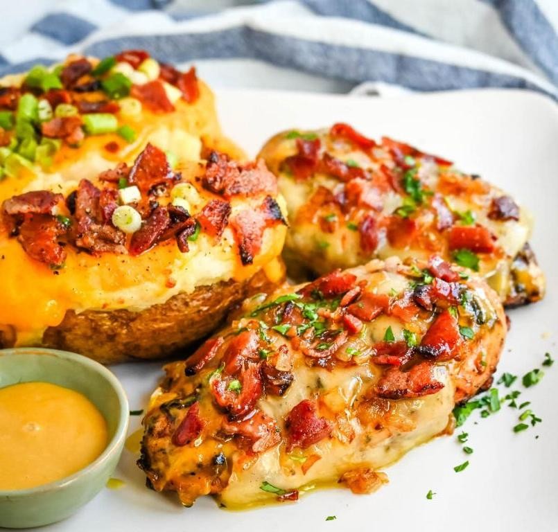 Cheesy Bacon Smothered Chicken Thighs