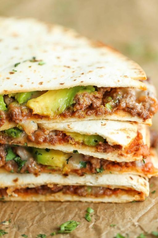 Cheesy Beef Quesadillas with Avocado