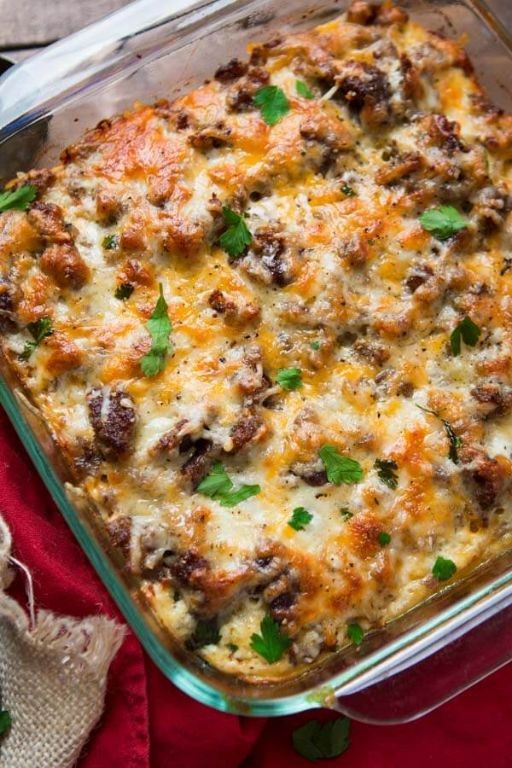 Cheesy Breakfast Sausage and Hash Brown Bake