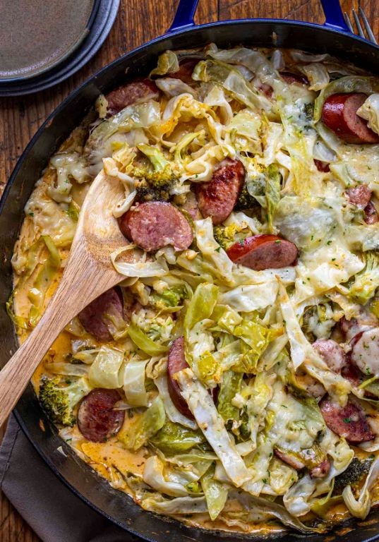 Cheesy Cabbage and Sausage Casserole