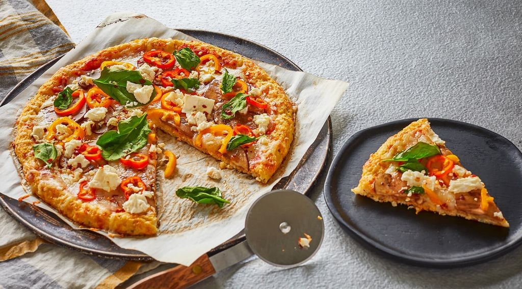 Cheesy Cauliflower Crust Pizza