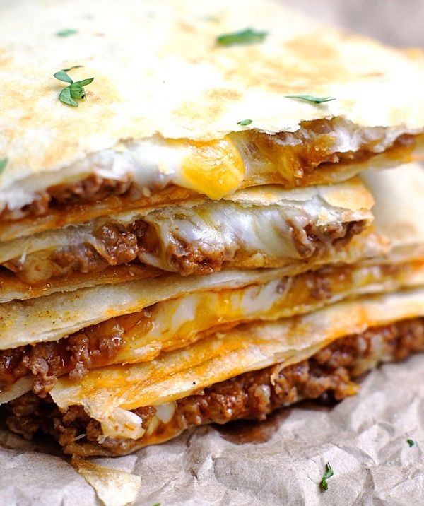 Cheesy Rotel Ground Beef Quesadillas