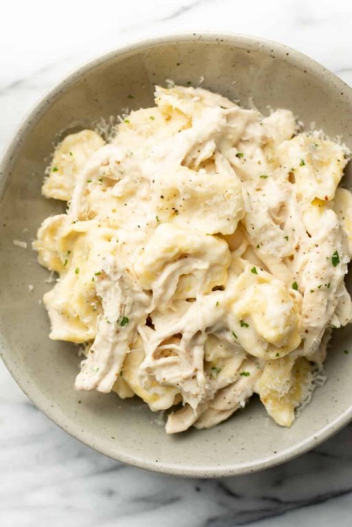 Cheesy Rotisserie Chicken Tortellini Alfredo