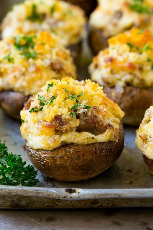 Cheesy Sausage Stuffed Mushrooms