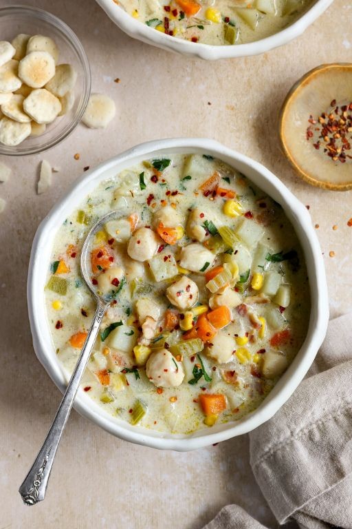 Cheesy Scallop and Potato Chowder