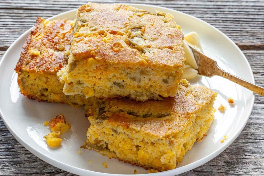 Cheesy Skillet Cornbread with Green Chiles