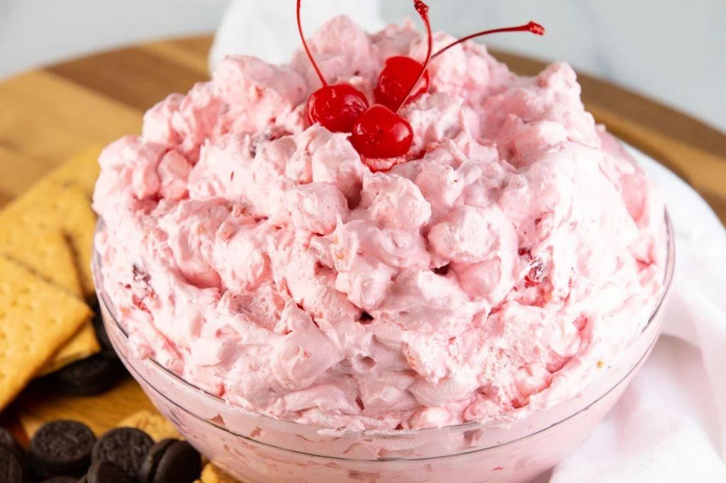 Cherry Fluff Salad with Crushed Pineapple