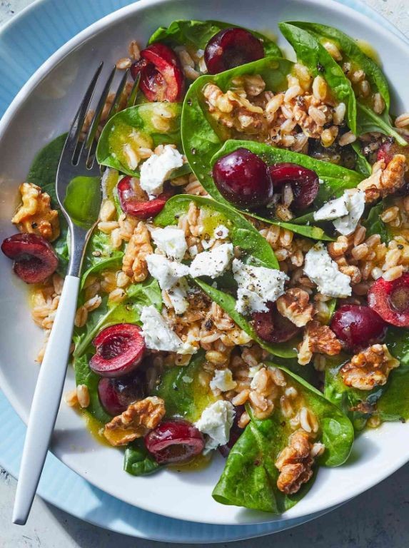Cherry Spinach Salad with Feta