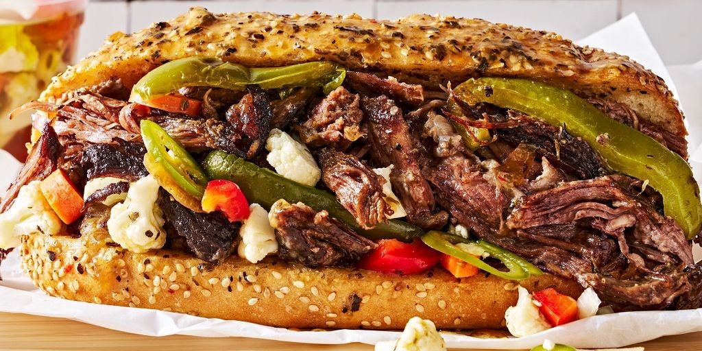 Chicago Beef Sandwich with Roasted Peppers