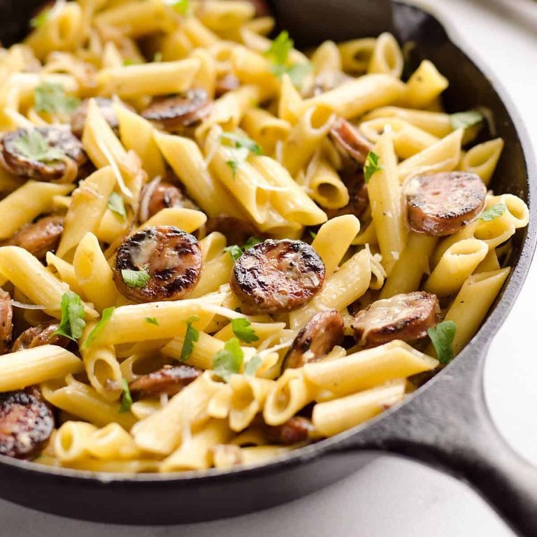 Chicken Apple Sausage Pasta with Creamy Mustard Sauce