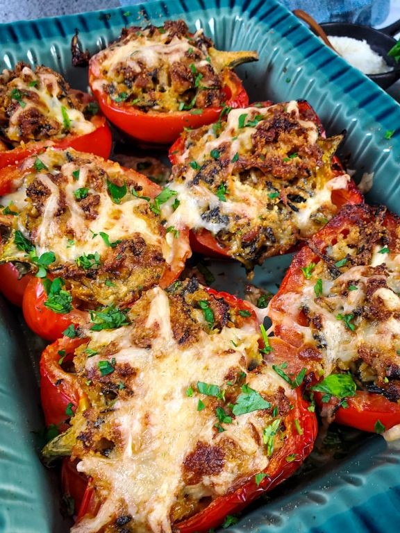 Chicken Apple Sausage and Herb-Stuffed Bell Peppers