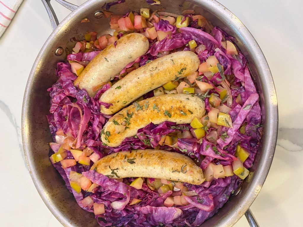Chicken Apple Sausage and Red Cabbage Stir-Fry
