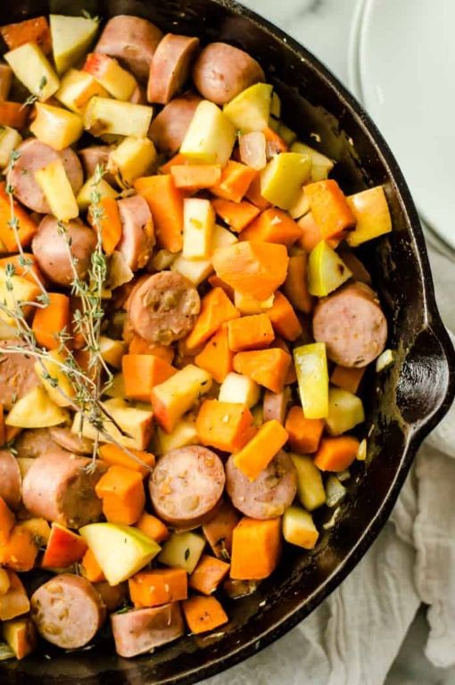 Chicken Apple Sausage and Sweet Potato Skillet
