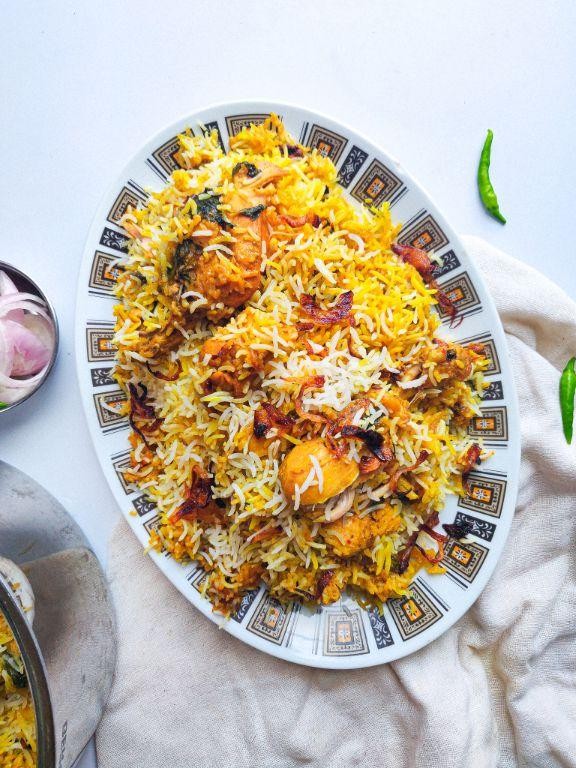 Chicken Biryani with Saffron and Fried Onions