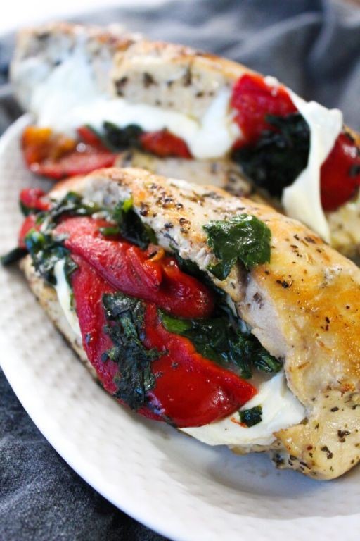 Chicken Breast and Spinach Stuffed Peppers