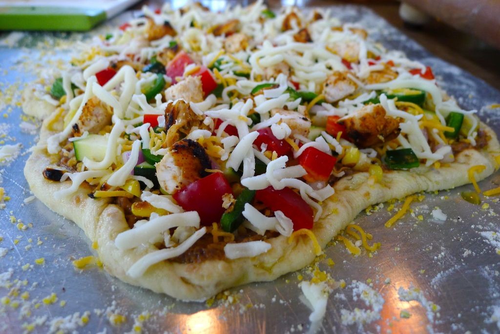 Chicken Fajita Pizza with Poblano Peppers