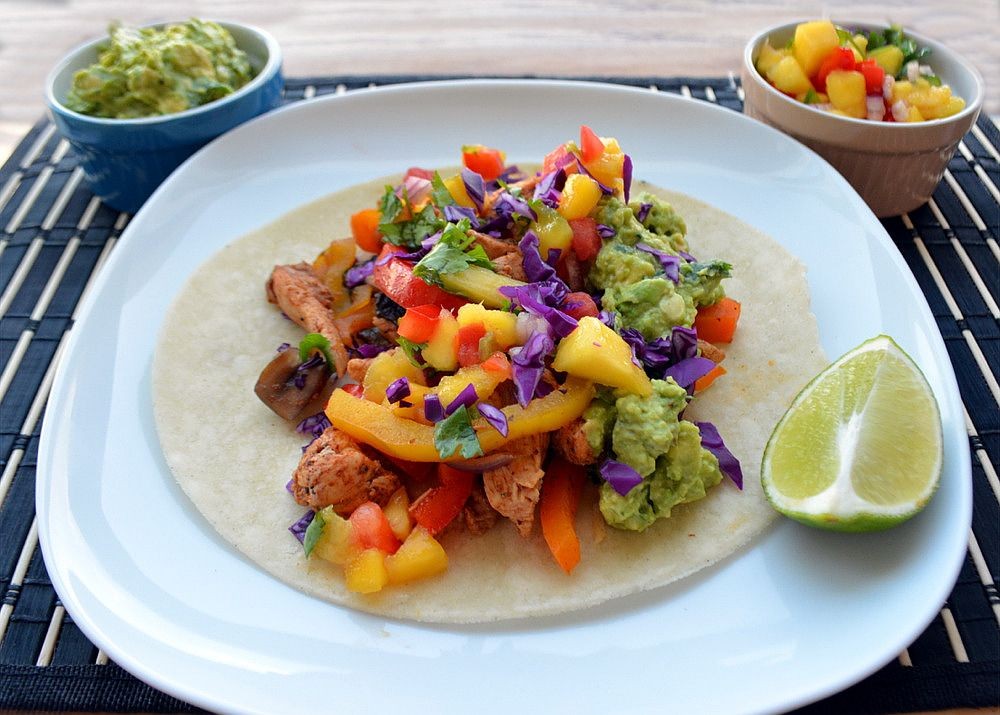 Chicken Fajita Tacos with Mango Salsa
