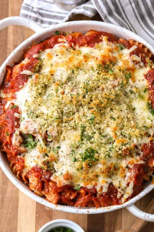 Chicken Parmesan Casserole with Mozzarella