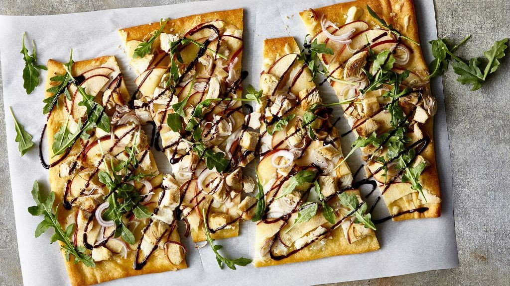 Chicken and Goat Cheese Flatbread Pizza
