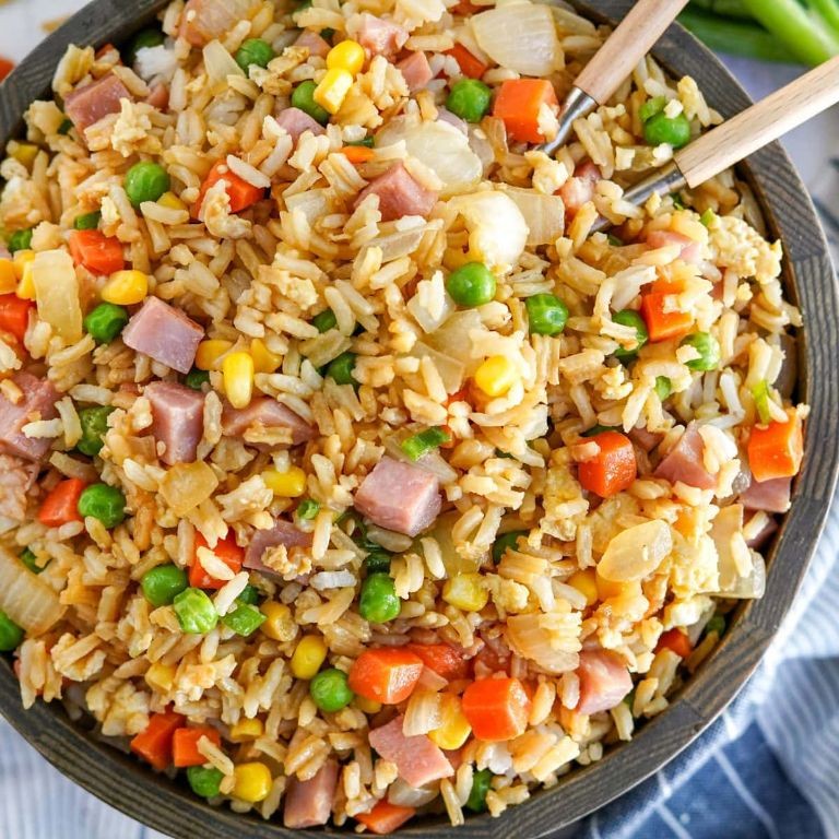 Chicken and Ham Fried Rice with Vegetables