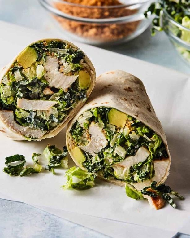 Chicken and Kale Wrap with Tahini Dressing