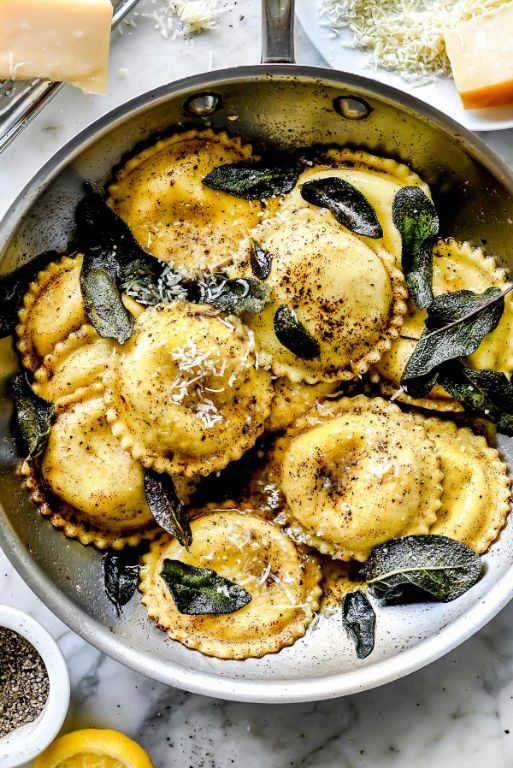 Chicken and Ricotta Ravioli in Brown Butter Sage