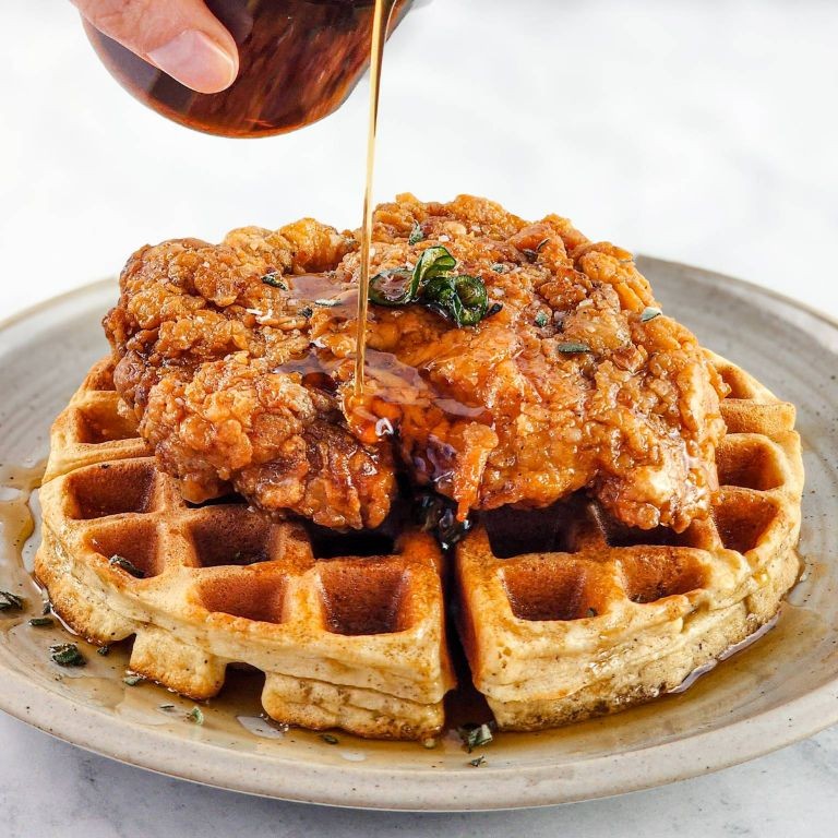 Chicken and Waffles with Maple Syrup