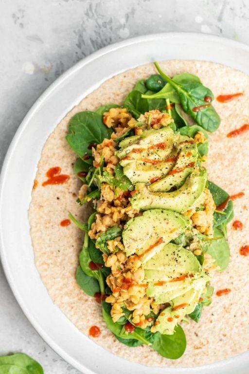 Chickpea and Avocado Wraps with Tahini Dressing