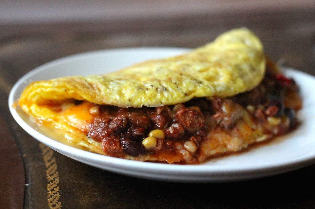 Chili and Cheese Stuffed Omelette