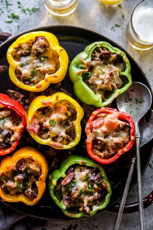 Chili and Rice Stuffed Peppers