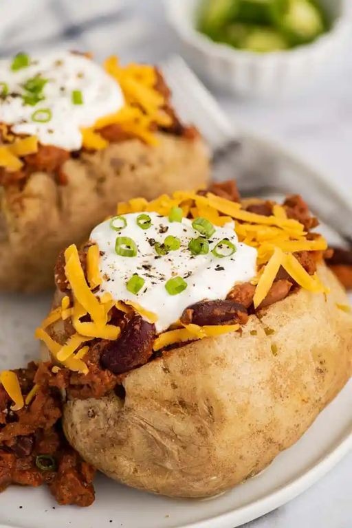 Chili-Topped Baked Potatoes