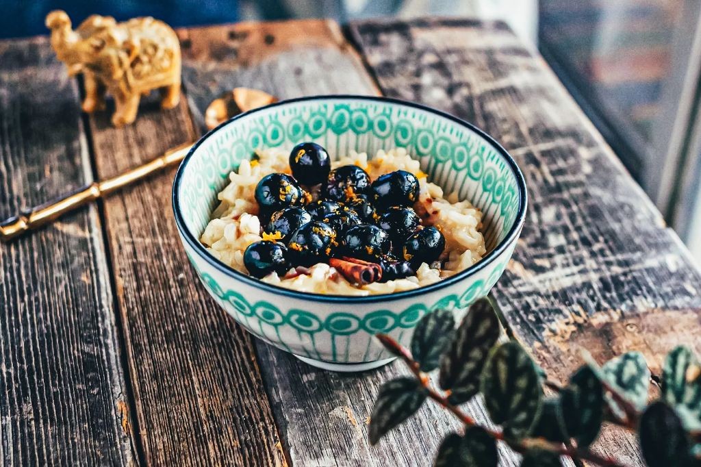 Chilled Coconut Rice Pudding with Berries