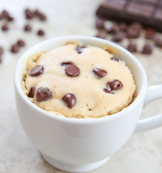 Chocolate Chip Mug Muffin with Vanilla Drizzle
