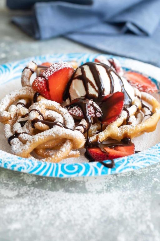 Chocolate Drizzle Funnel Cake with Whipped Cream