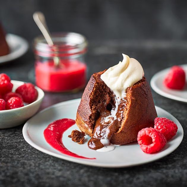 Chocolate Fondant with Raspberry Coulis