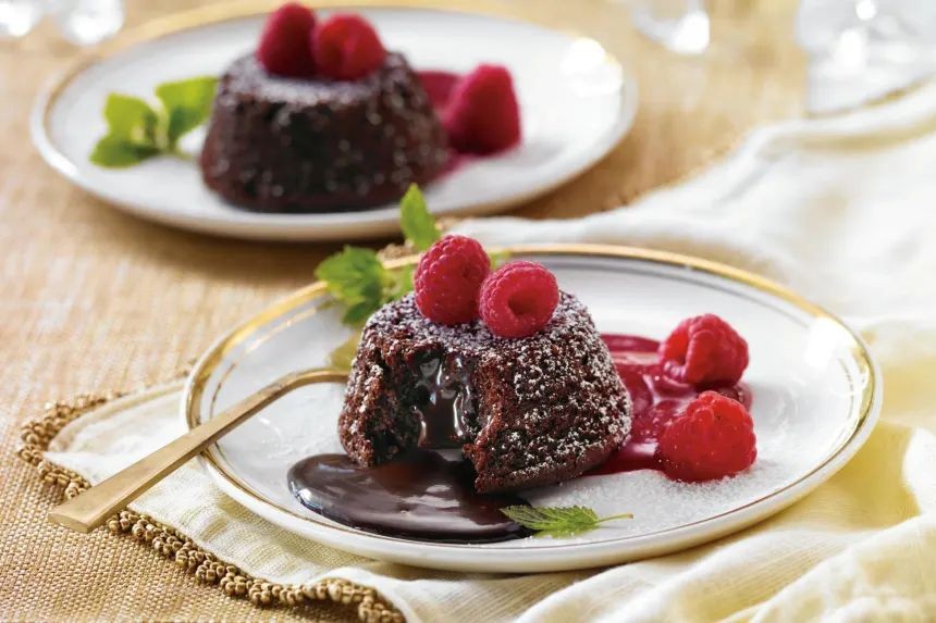 Chocolate Lava Cake with Raspberry Coulis