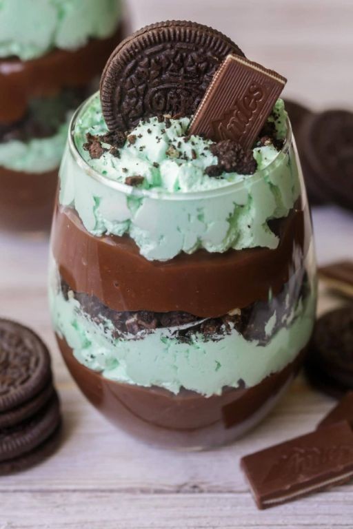 Chocolate Mint Parfait with Whipped Cream