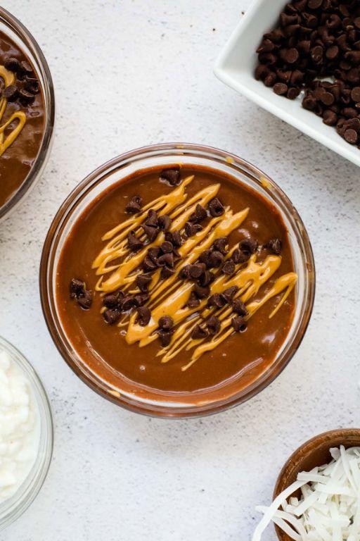 Chocolate Peanut Butter Cottage Cheese Pudding