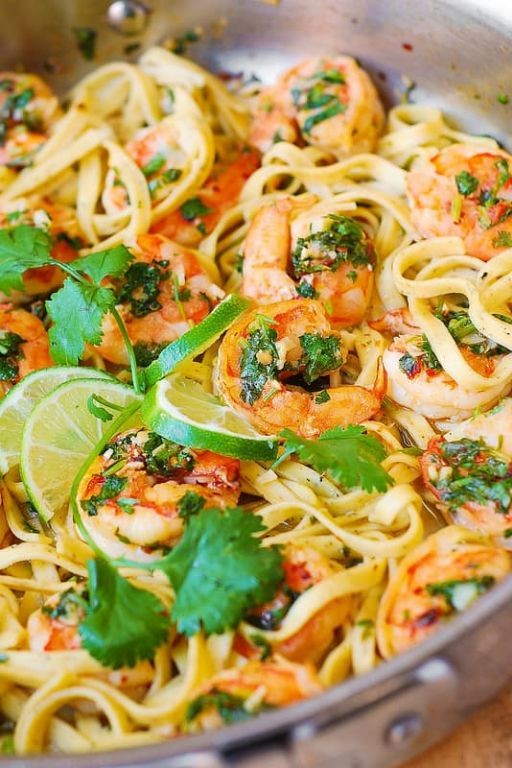 Cilantro Lime Shrimp Spaghetti
